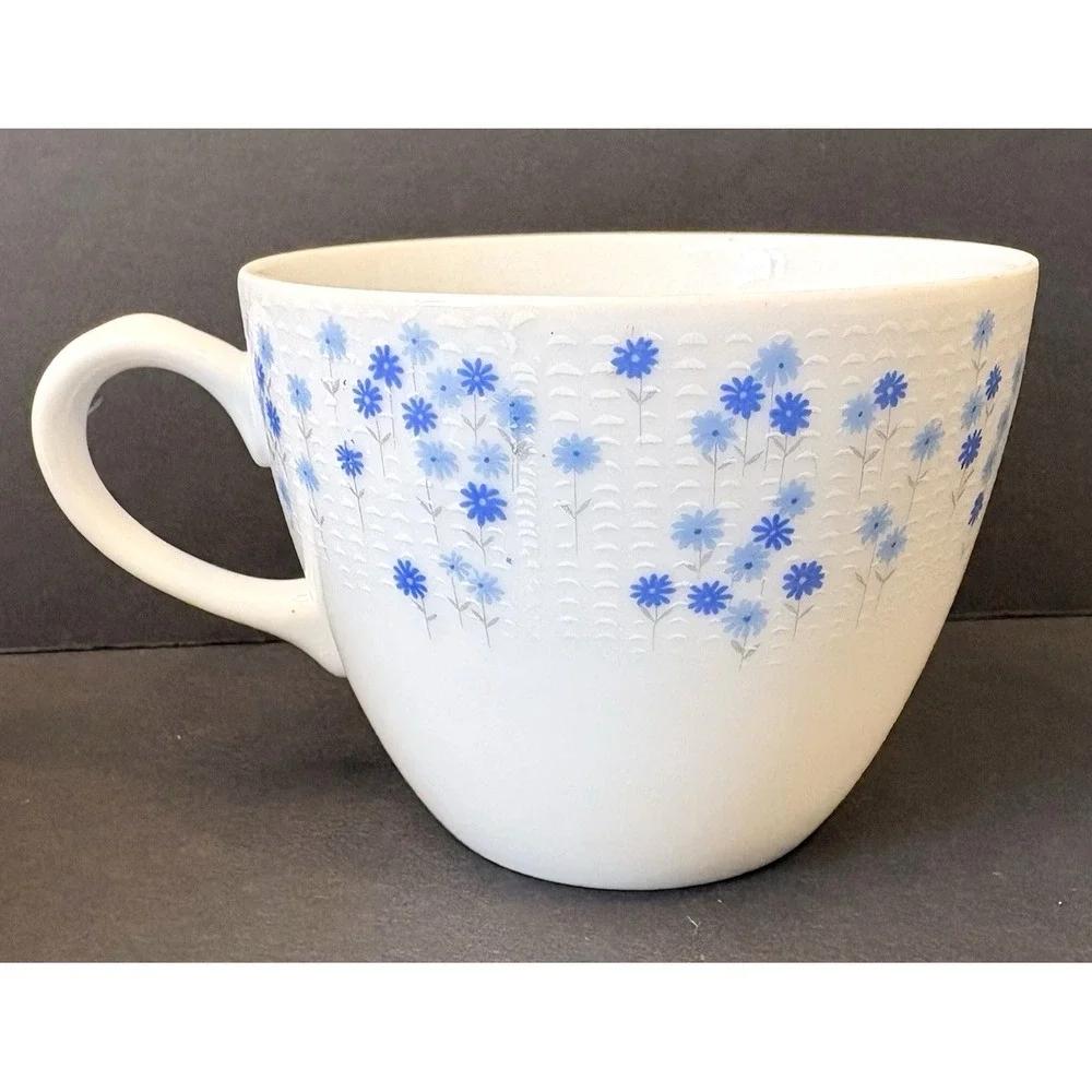 4 Sets Sheffield Rhapsody #503 Blue Floral Cups & Saucers MCM Japan